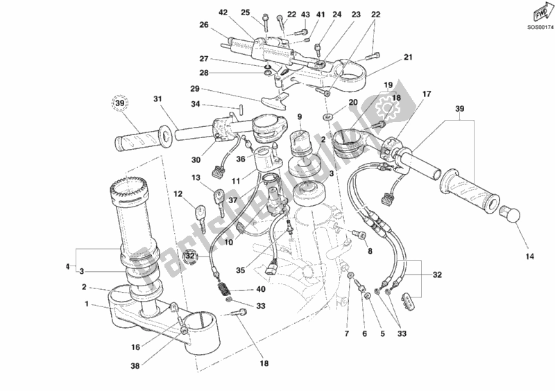 Toutes les pièces pour le Guidon du Ducati Superbike 999 S USA 2005